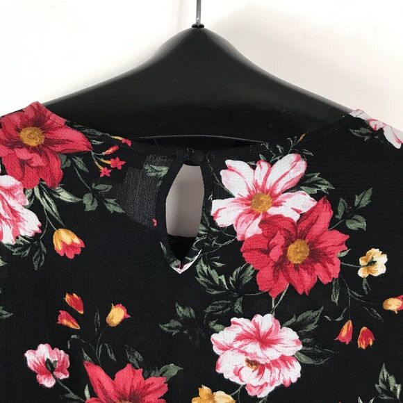 Torrid Babydoll Gauze Keyhole Front Tunic Top Women's Plus 3/3X Black Floral - Picture 7 of 13